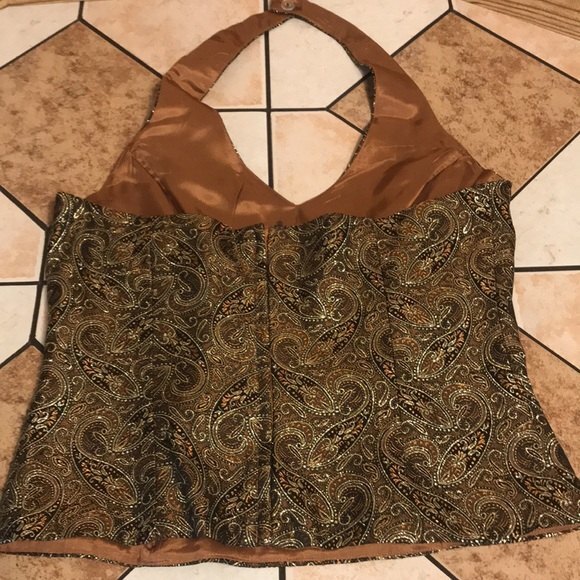 Vintage xscape by Lawrence Kurtz gold halter top size 10 made in USA small - Picture 7 of 12